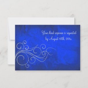 Elegant Bright Blue Silver Wedding RSVP Card