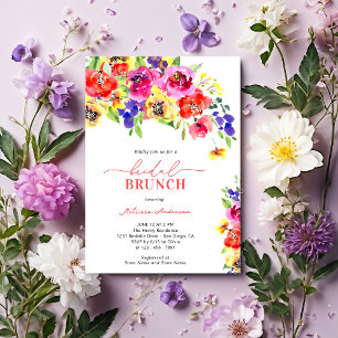 Elegant Bright Colourful Floral Bridal Brunch Invitation
