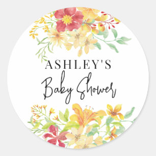 Elegant Bright Floral Chic Baby Shower Classic Round Sticker
