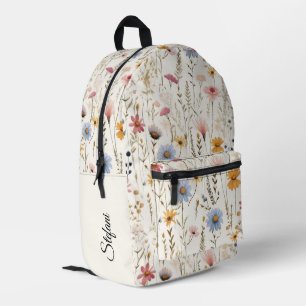Elegant Bright Floral Vintage Botanical Name Printed Backpack