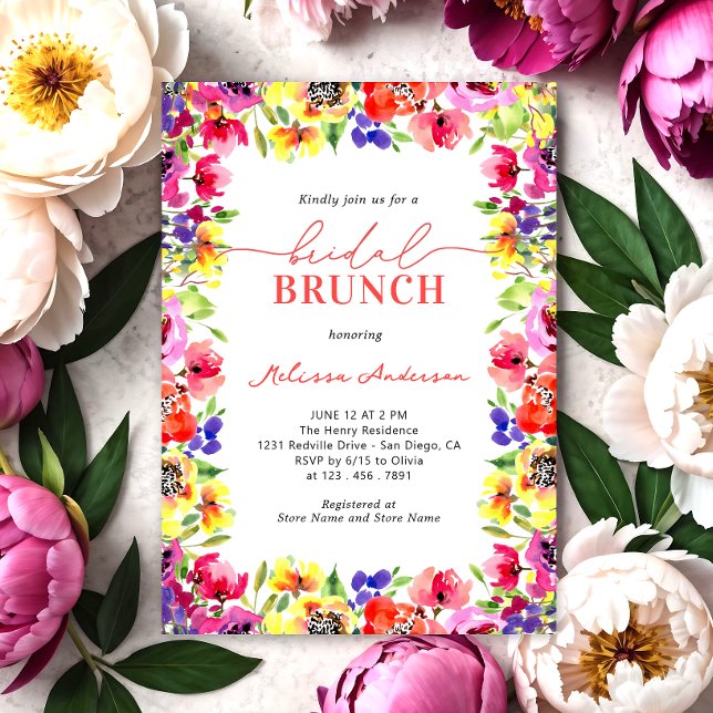 Elegant Bright Flowers Bridal Brunch Invitation (Creator Uploaded)