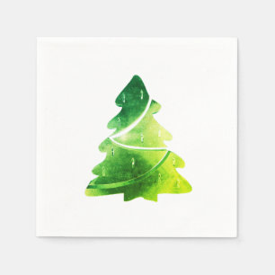 Elegant Bright Green Christmas Tree Napkin