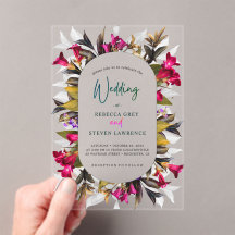 Elegant bright hot pink turquoise floral wedding