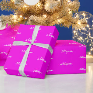 Elegant Bright Magenta custom script name chic  Wrapping Paper