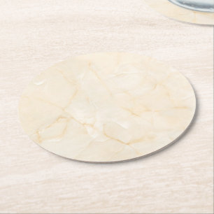 Elegant Bright Marble Design Round Paper Coaster