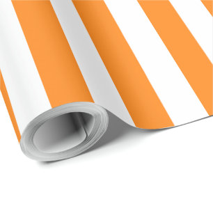 Elegant Bright Orange and White Striped Pattern Wrapping Paper