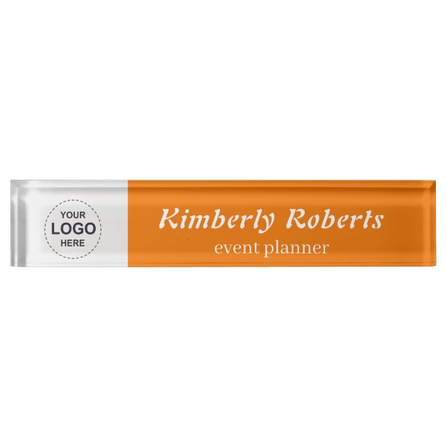 Elegant  Bright Orange with Custom Business Logo Nameplate (Front)