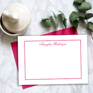 Elegant Bright Pink and White Personalized Card