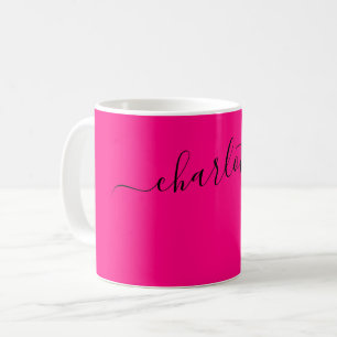 Elegant Bright Pink Colour Modern Name Personalize Coffee Mug