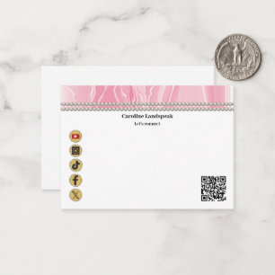 Elegant Bright Pink Silk, Social Media & QR Code Card