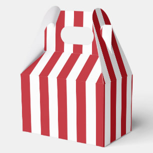 Elegant Bright Red and White Striped Pattern Favor Box
