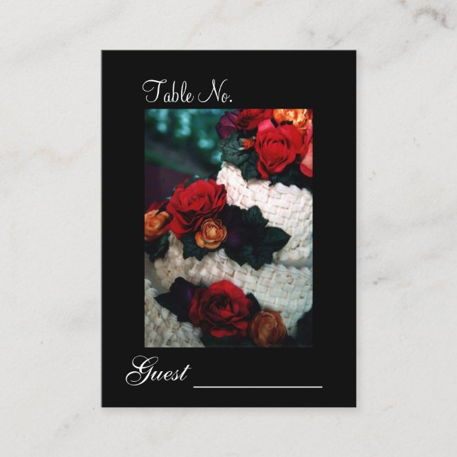 Elegant Bright Rose Cake Wedding Table Place Card (Front)