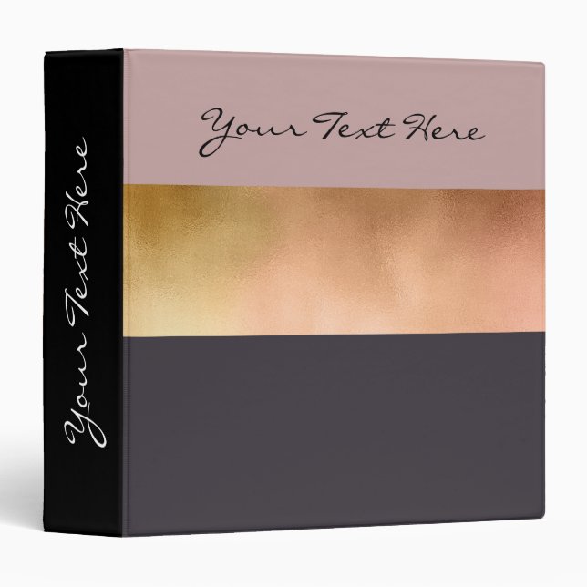 elegant bright rose gold pink grey colour block binder (Front/Spine)