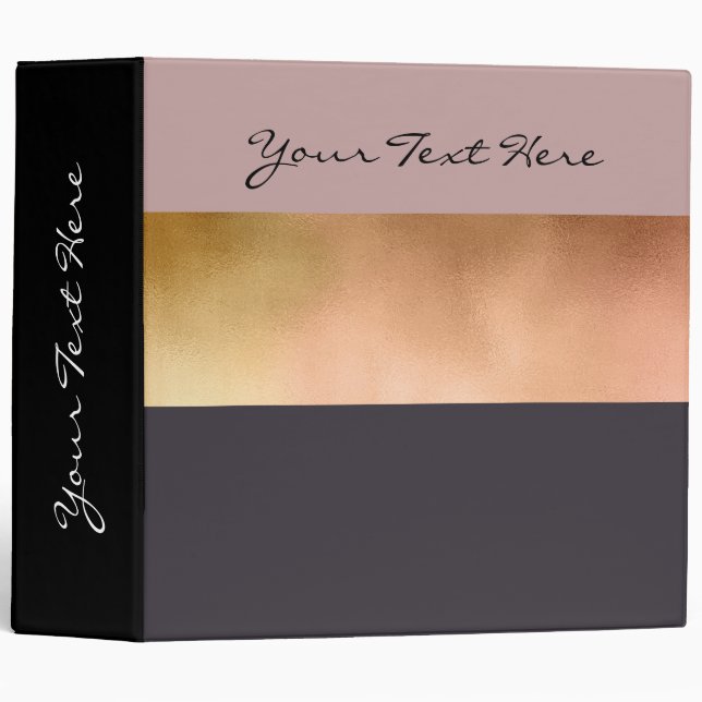 elegant bright rose gold pink grey colour block binder (Front/Spine)