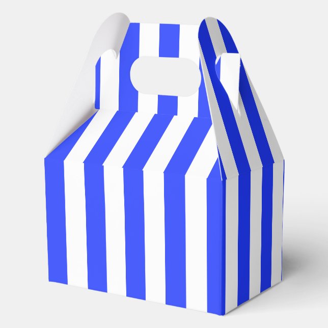 Elegant Bright Royal Blue Striped Pattern Favor Box (Back)