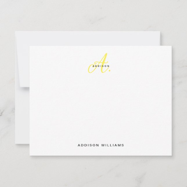 Elegant Bright Yellow Gold Script Monogram Card (Front)