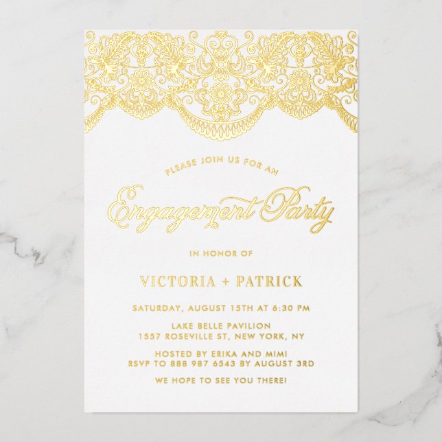 Elegant Brocade Lace Photo Engagement Party (Front)