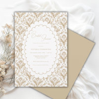 Elegant Brocade Vintage Neutral Bridal Shower