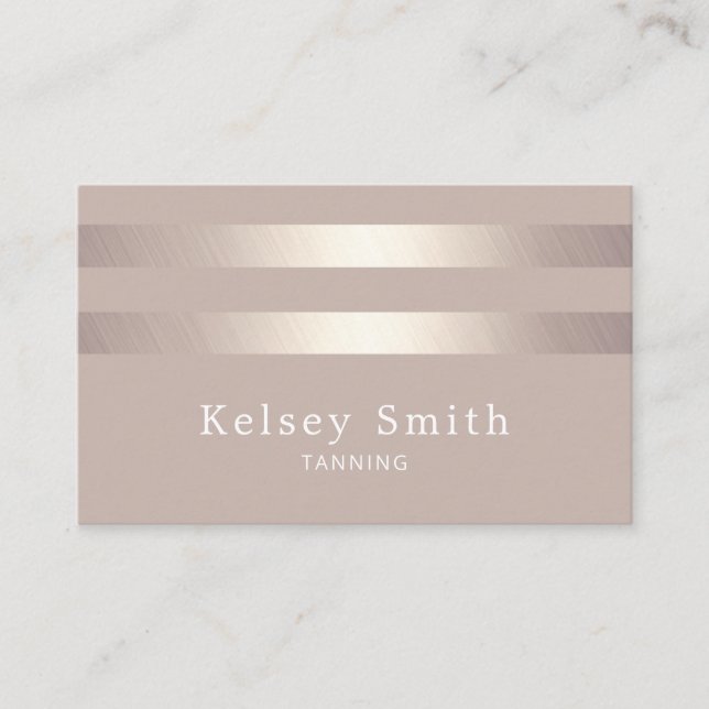 Elegant Bronze And Faux Gold Foil Stripe Business Card (Front)