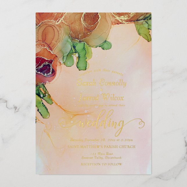 Elegant Bronze Floral Wedding Gold (Front)