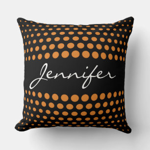 Elegant Bronze Polka Dots Pattern Throw Pillow
