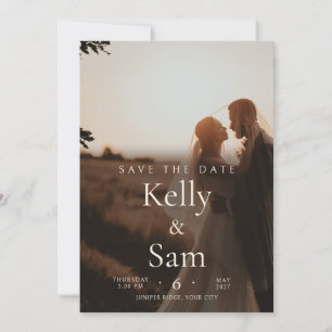 Elegant Bronze Serif Photo Wedding Save the Date Invitation
