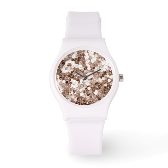 Elegant Bronze White Glitter Look Watch (Front)