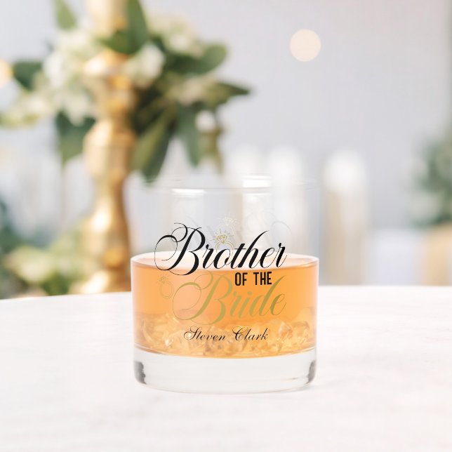 Elegant Brother of the Bride add name Wedding Whiskey Glass (Insitu (Wedding))