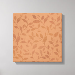 Elegant Brown Abstract Autumn Leaves Pattern Canvas Print