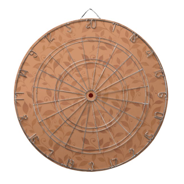 Elegant Brown Abstract Autumn Leaves Pattern Dartboard (Front)