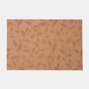 Elegant Brown Abstract Autumn Leaves Pattern Doormat