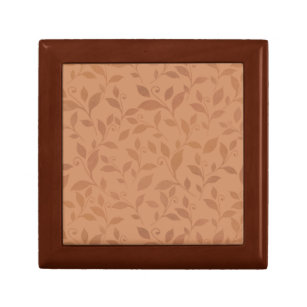 Elegant Brown Abstract Autumn Leaves Pattern Gift Box
