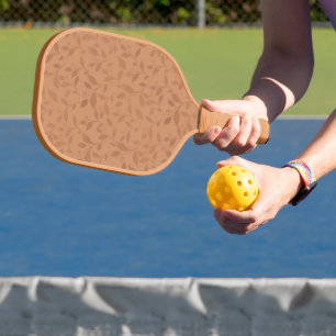Elegant Brown Abstract Autumn Leaves Pattern Pickleball Paddle