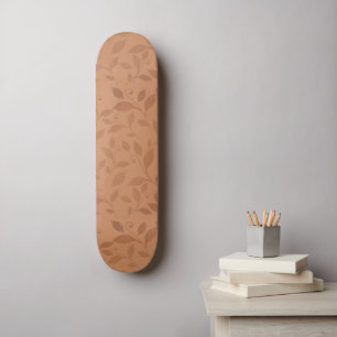 Elegant Brown Abstract Autumn Leaves Pattern Skateboard
