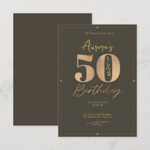Elegant Brown and Beige 50th Birthday Invitation