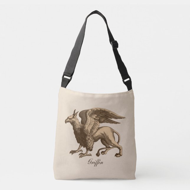 Elegant Brown and Beige Griffin - Legendary Beast Crossbody Bag (Front)