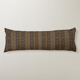 Elegant Brown and Black Striped Batik Body Pillow