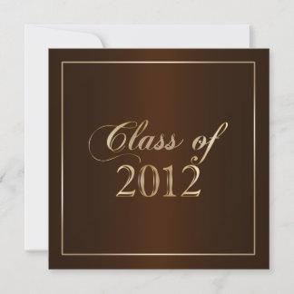 Elegant Brown and Gold Class of 2012 Invitation