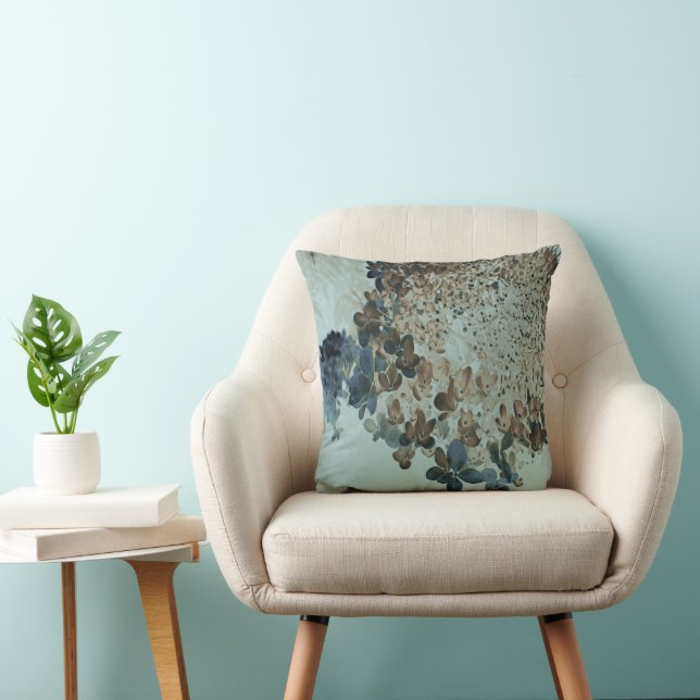 Elegant Brown and Navy Limelight Hydrangea Throw Pillow (Chair)