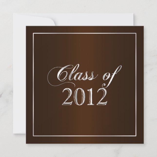 Elegant Brown and Silver Class of 2012 Invitation (Front)