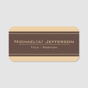 Elegant Brown And Trendy Tan: Modern Inspired Look Name Tag