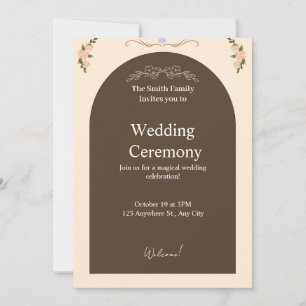 Elegant Brown Arch Floral Wedding Invitation   Min