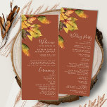 Elegant Brown Autumn Foliage Modern Wedding Program<br><div class="desc">Elegant Brown Golden Yellow Autumn Foliage Modern Wedding Ceremony Program. All the texts are pre-arranged for you to personalize easily and quickly with your own details.</div>