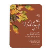 Elegant Brown Autumn Foliage Wedding Invitation