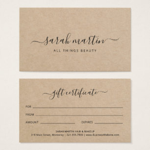 Elegant Brown Beauty Salon Gift Certificate