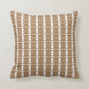 Elegant Brown Beige and White Throw Pillow
