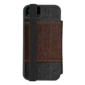 Elegant Brown & Black Vintage Leather Incipio iPhone Wallet Case (Folio Back)