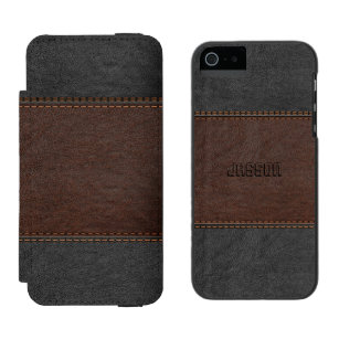 Elegant Brown & Black Vintage Leather Incipio Watson™ iPhone 5 Wallet Case