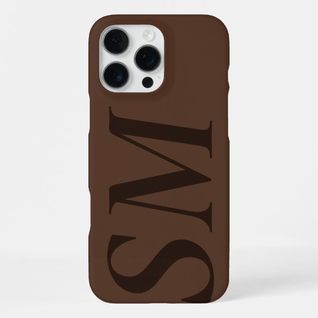 Elegant Brown Bold Initial Monogram iPhone Case (Back)