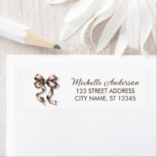 Elegant brown Bow Coquette Return Address Label